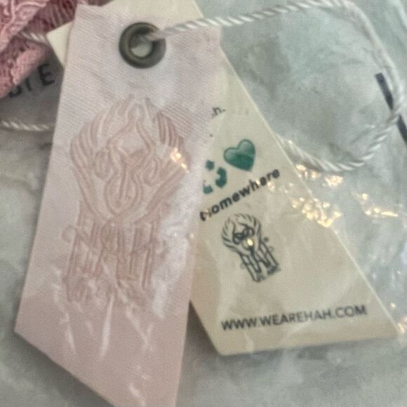 Free People x HAH T String Me A Thong Underwear Panties Dusty Rose Lace XL - Picture 6 of 7